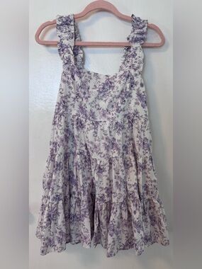 Lavender Floral Ruffle Strap Summer Dress